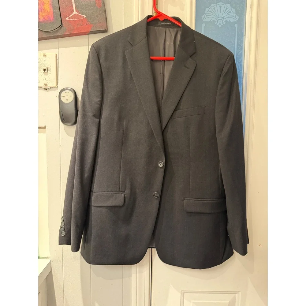 Calvin Klein Mens Blazer Charcoal Grey Wool Blend Suit Jacket 42R 4900082221